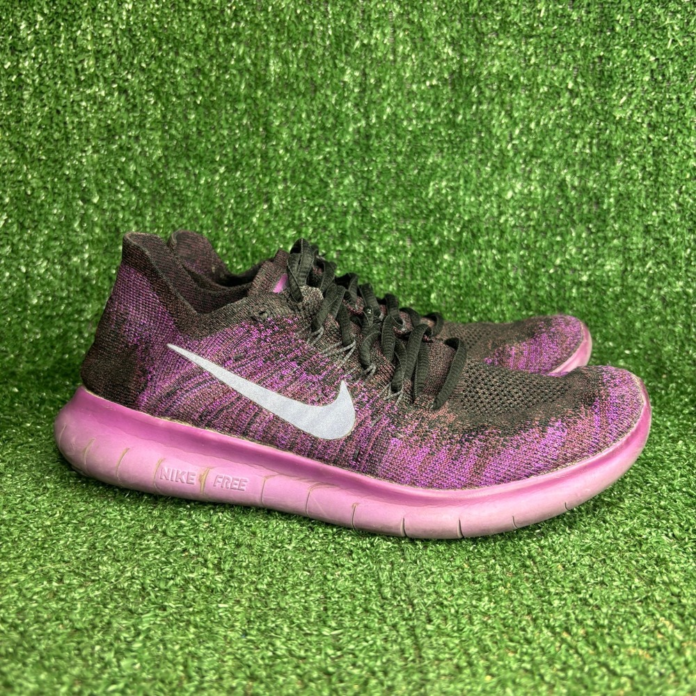 Nike Free RN Flyknit 2017 Running Athletic Sneakers Black Purple Womens Size 8